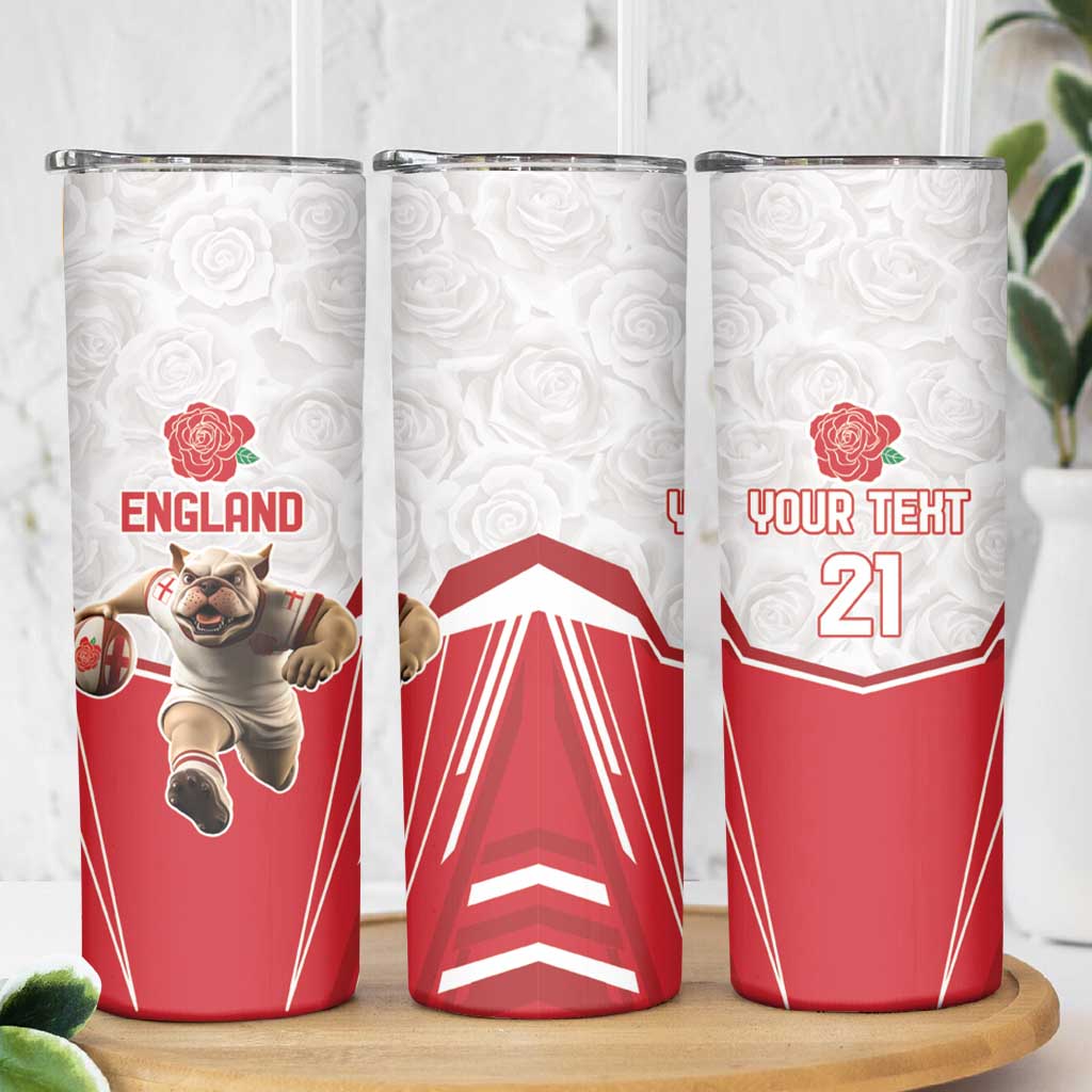 England Rugby Custom Skinny Tumbler English Bull Dog Mascot Sporty