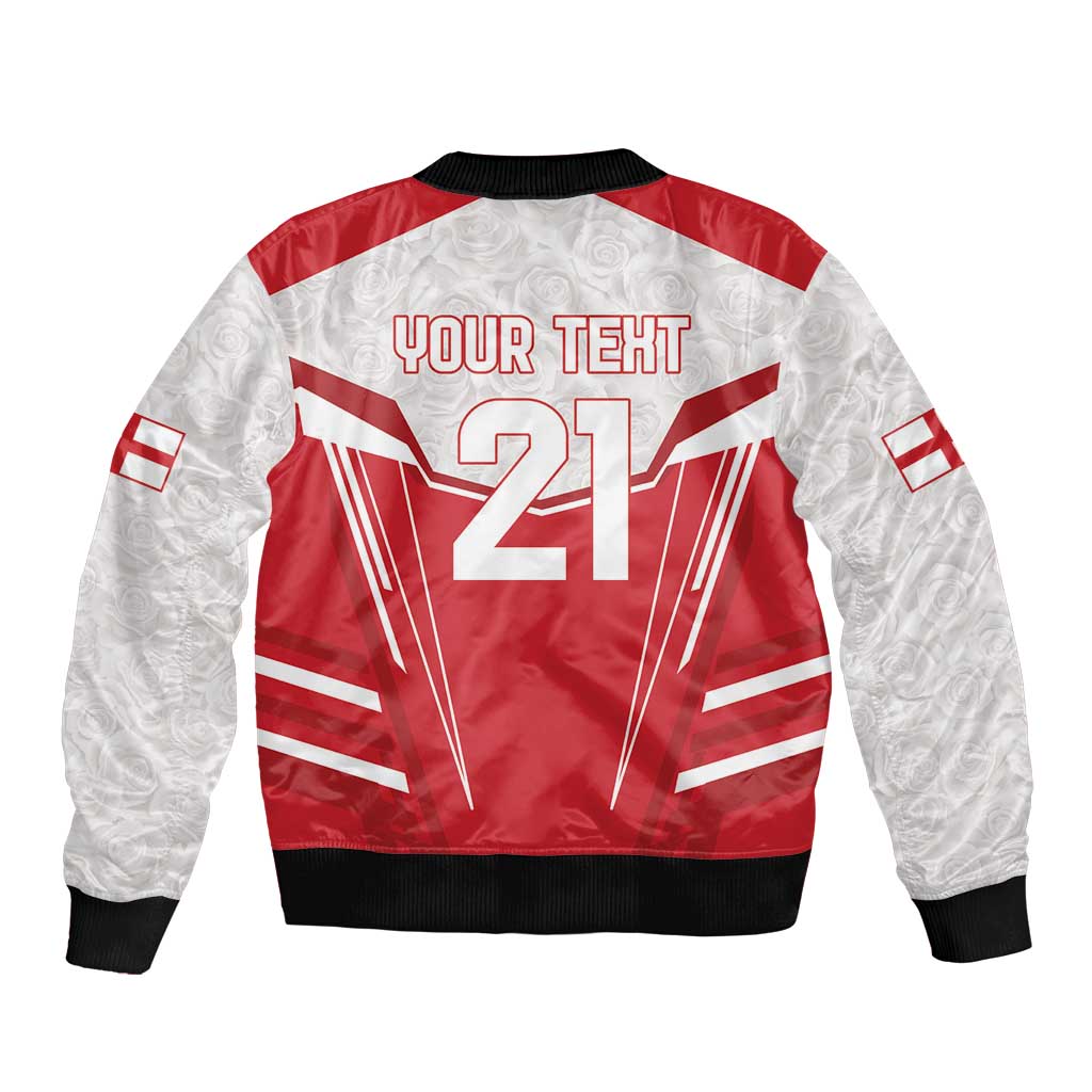 England Rugby Custom Sleeve Zip Bomber Jacket English Bull Dog Mascot Sporty