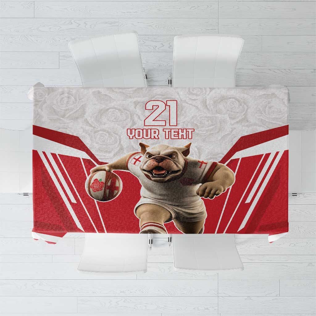 England Rugby Custom Tablecloth English Bull Dog Mascot Sporty