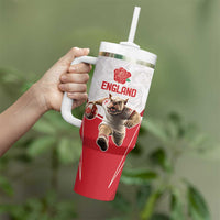 England Rugby Custom Tumbler With Handle English Bull Dog Mascot Sporty