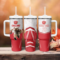 England Rugby Custom Tumbler With Handle English Bull Dog Mascot Sporty