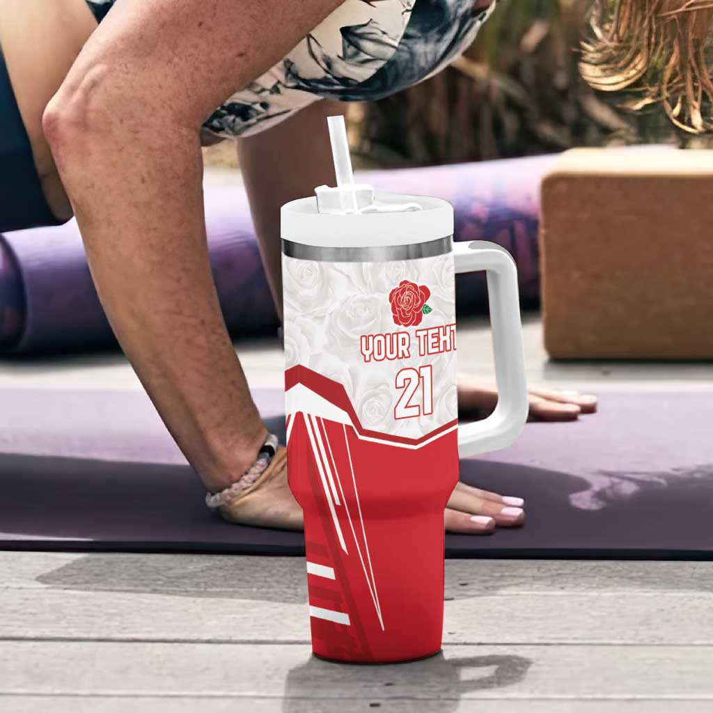 England Rugby Custom Tumbler With Handle English Bull Dog Mascot Sporty