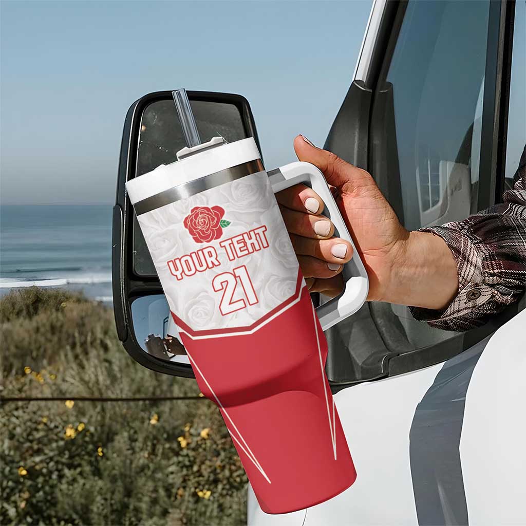 England Rugby Custom Tumbler With Handle English Bull Dog Mascot Sporty