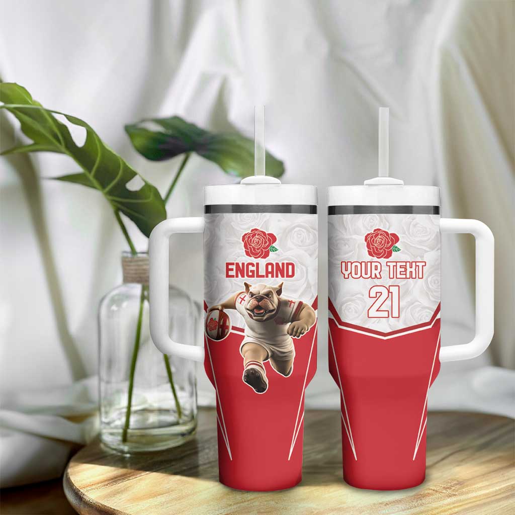 England Rugby Custom Tumbler With Handle English Bull Dog Mascot Sporty