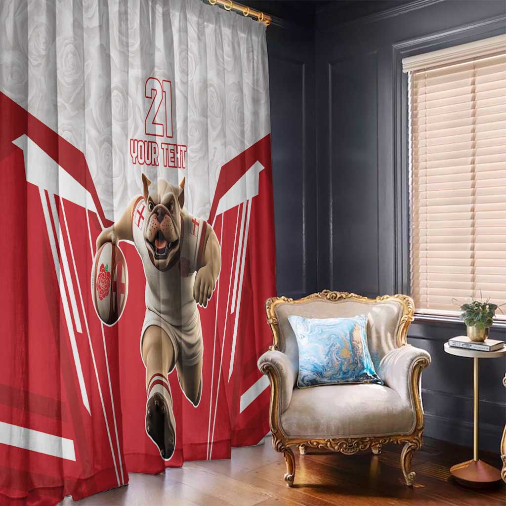 England Rugby Custom Window Curtain English Bull Dog Mascot Sporty