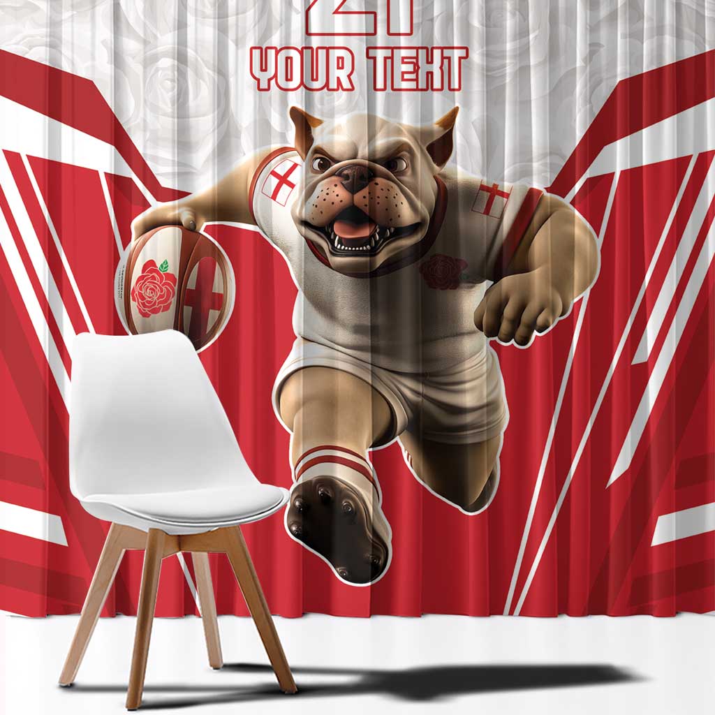 England Rugby Custom Window Curtain English Bull Dog Mascot Sporty