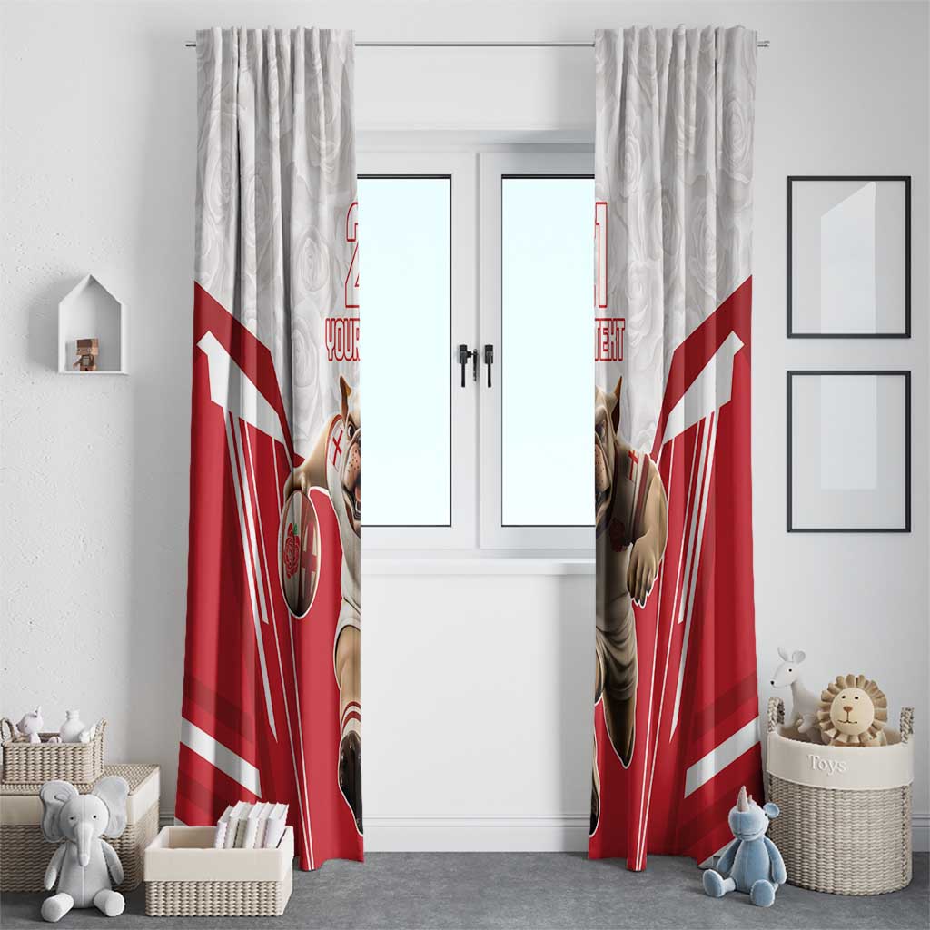 England Rugby Custom Window Curtain English Bull Dog Mascot Sporty