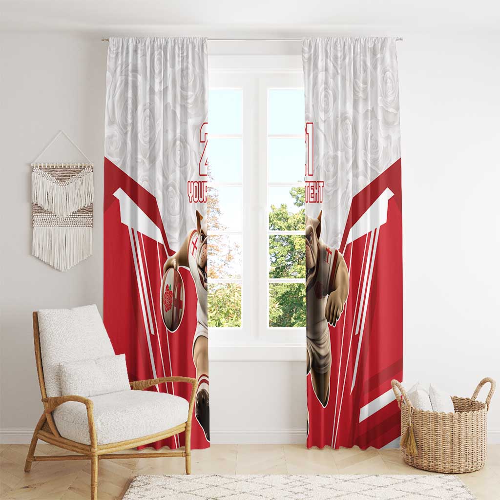 England Rugby Custom Window Curtain English Bull Dog Mascot Sporty