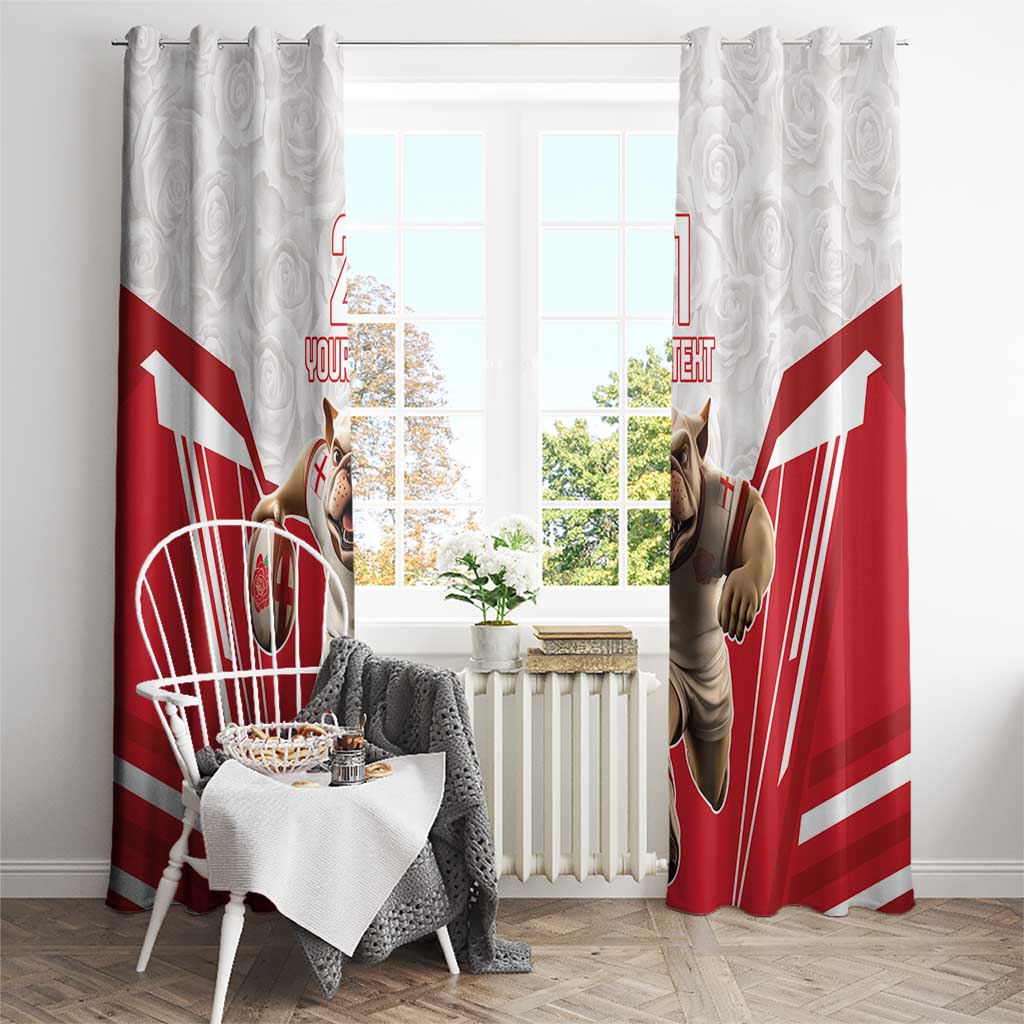 England Rugby Custom Window Curtain English Bull Dog Mascot Sporty