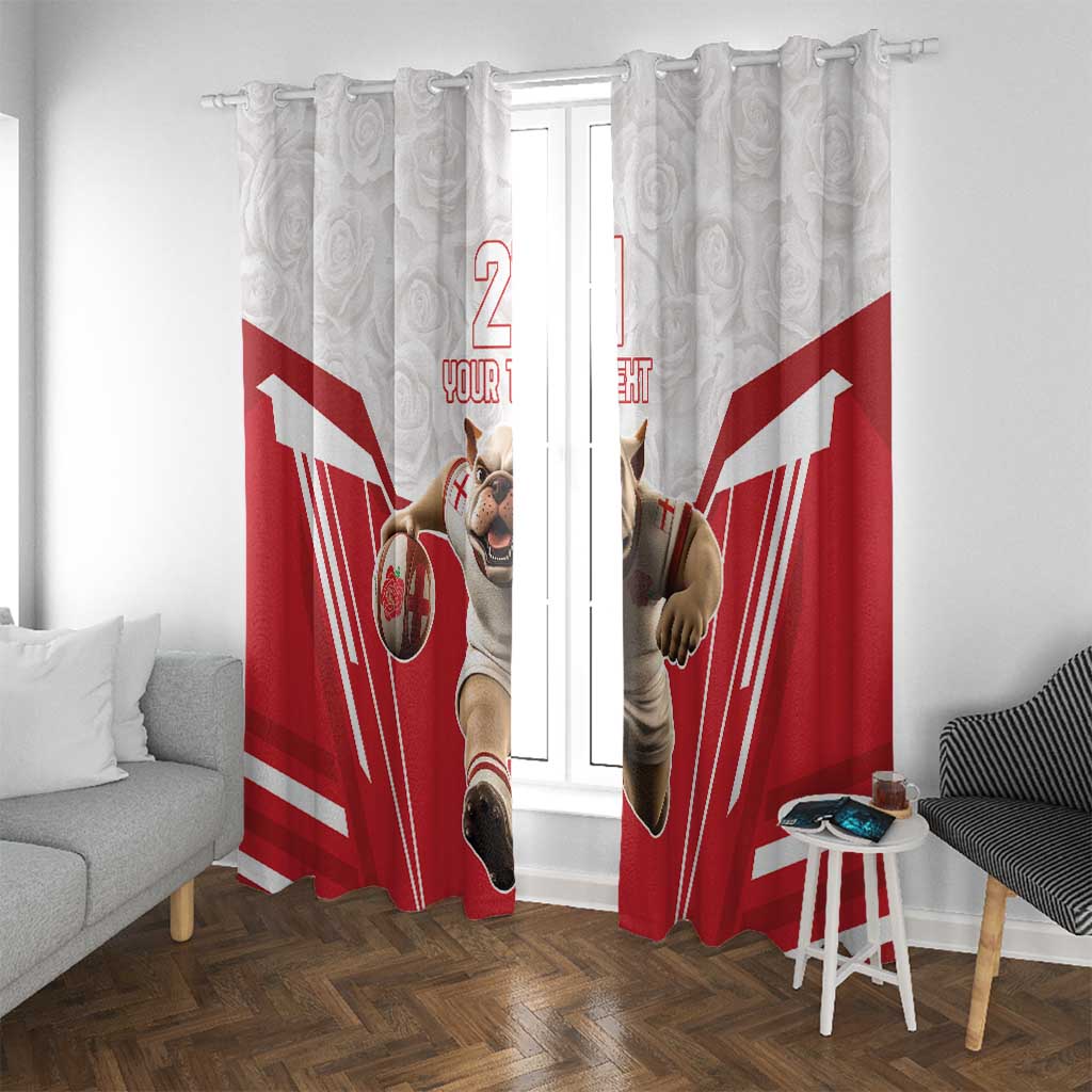 England Rugby Custom Window Curtain English Bull Dog Mascot Sporty