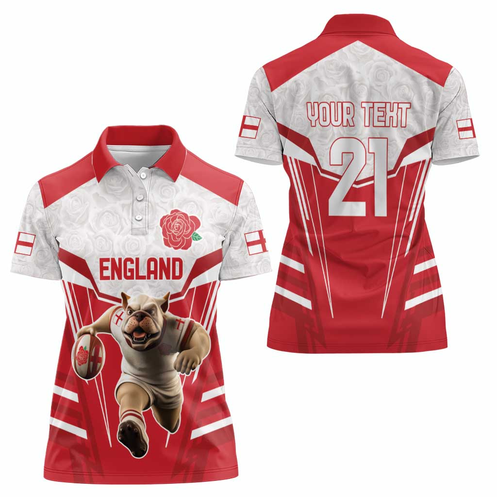 England Rugby Custom Women Polo Shirt English Bull Dog Mascot Sporty
