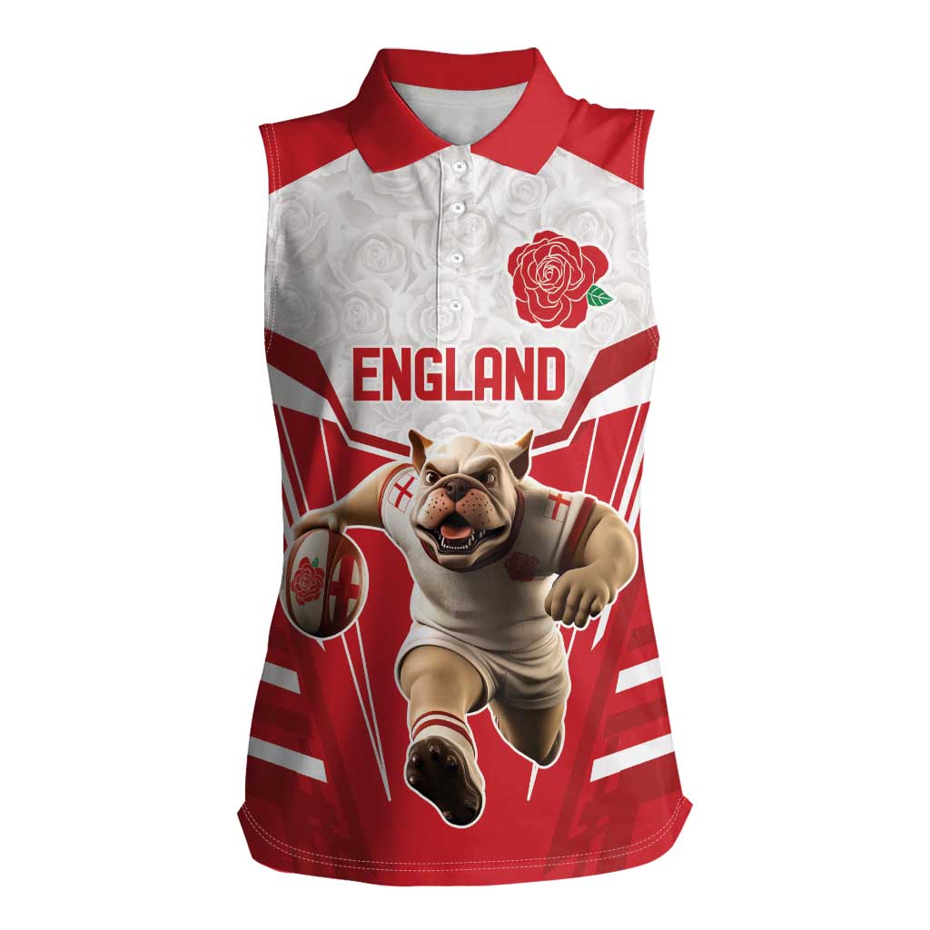 England Rugby Custom Women Sleeveless Polo Shirt English Bull Dog Mascot Sporty