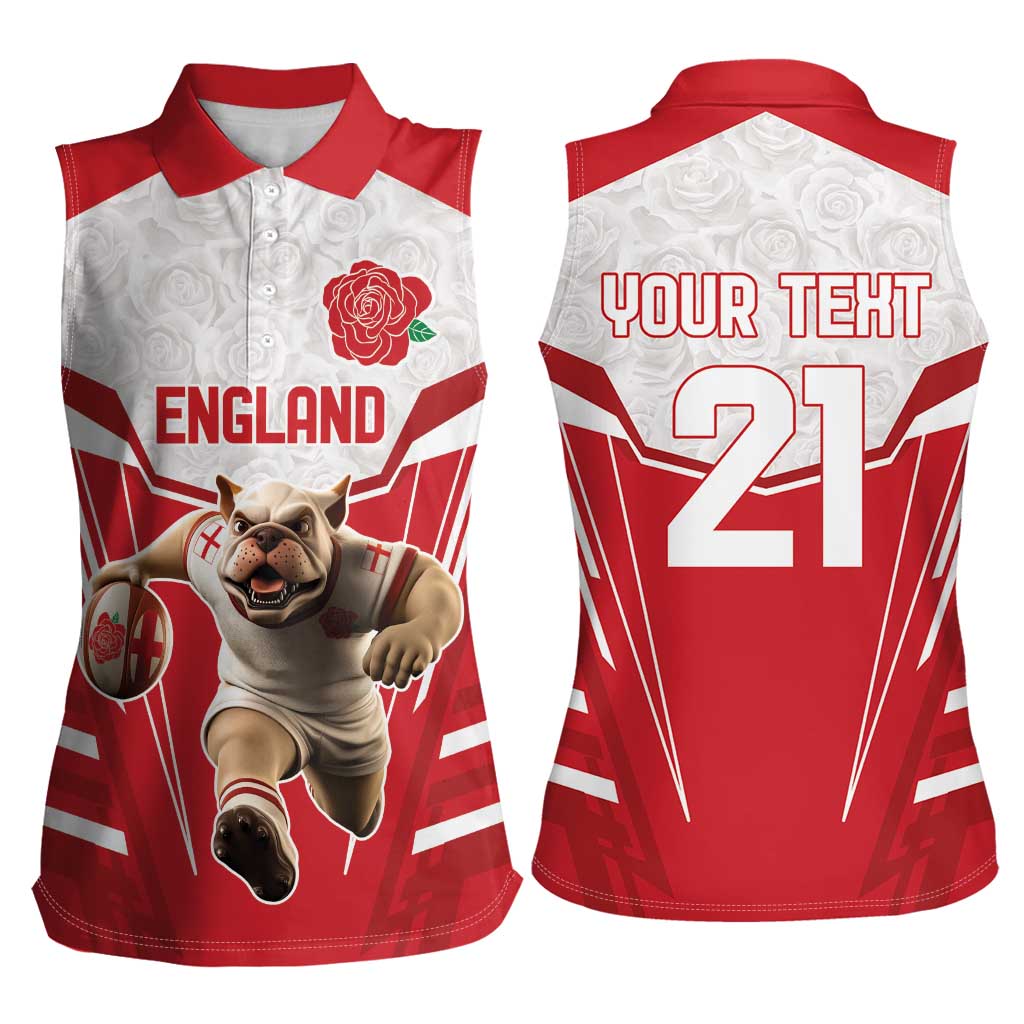 England Rugby Custom Women Sleeveless Polo Shirt English Bull Dog Mascot Sporty