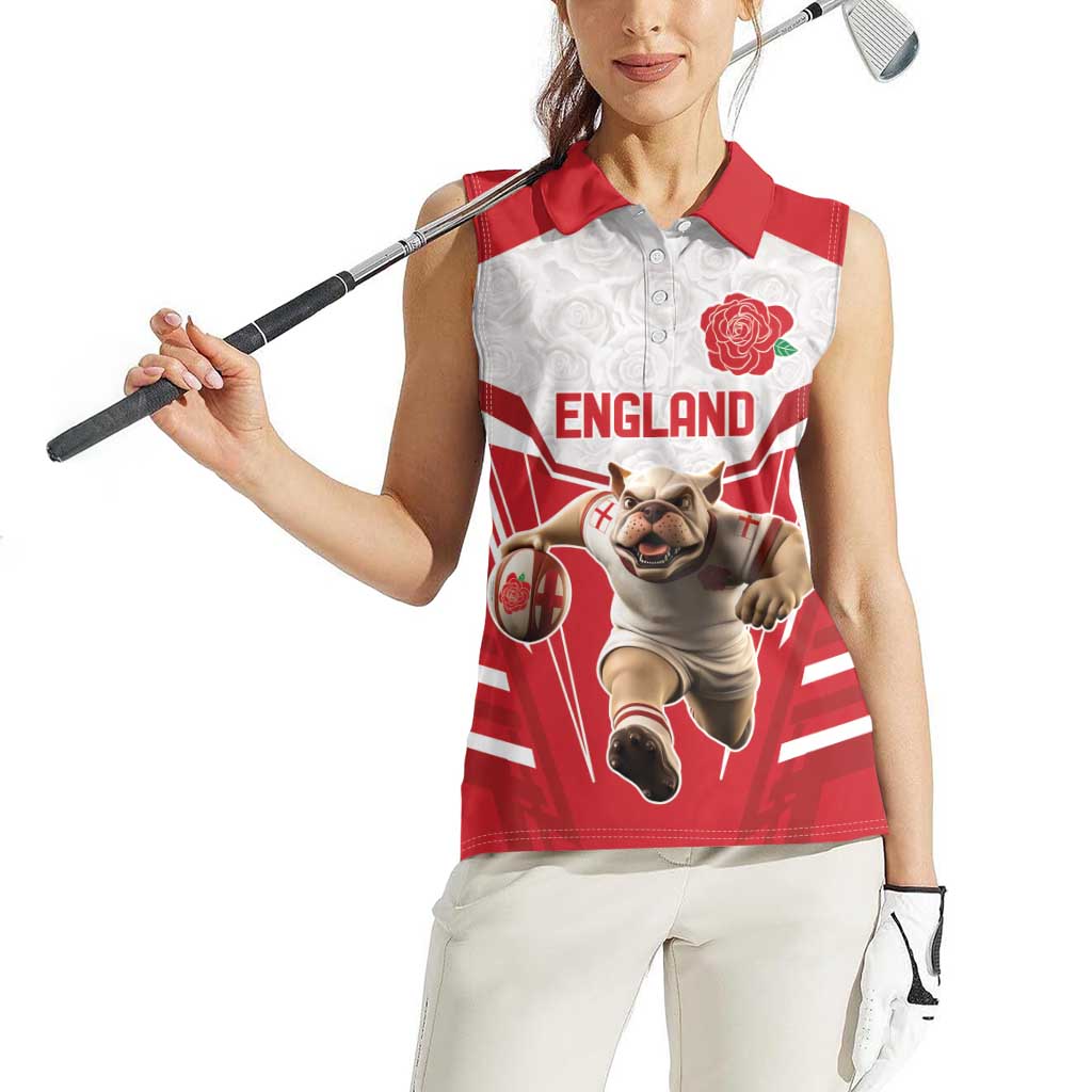 England Rugby Custom Women Sleeveless Polo Shirt English Bull Dog Mascot Sporty