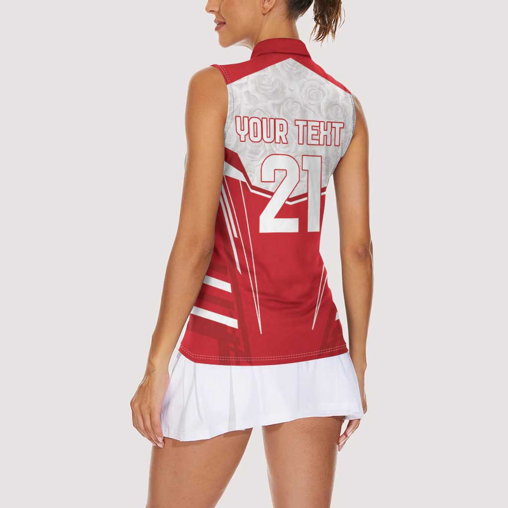 England Rugby Custom Women Sleeveless Polo Shirt English Bull Dog Mascot Sporty