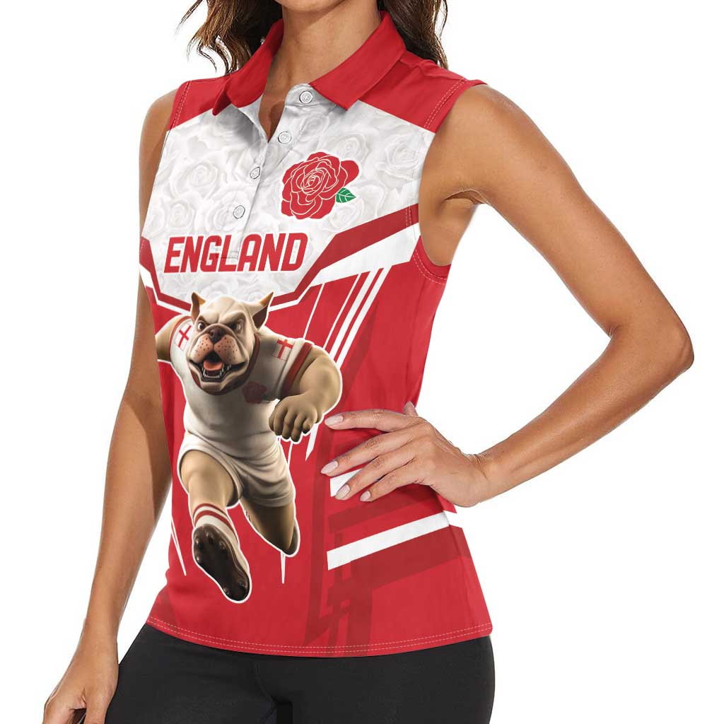 England Rugby Custom Women Sleeveless Polo Shirt English Bull Dog Mascot Sporty