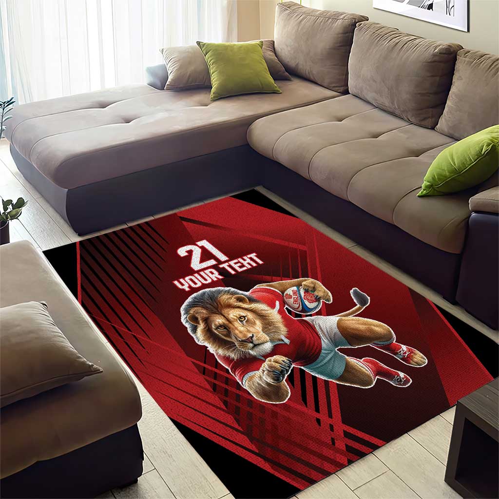 England Rugby Custom Area Rug Lion Mascot Sporty