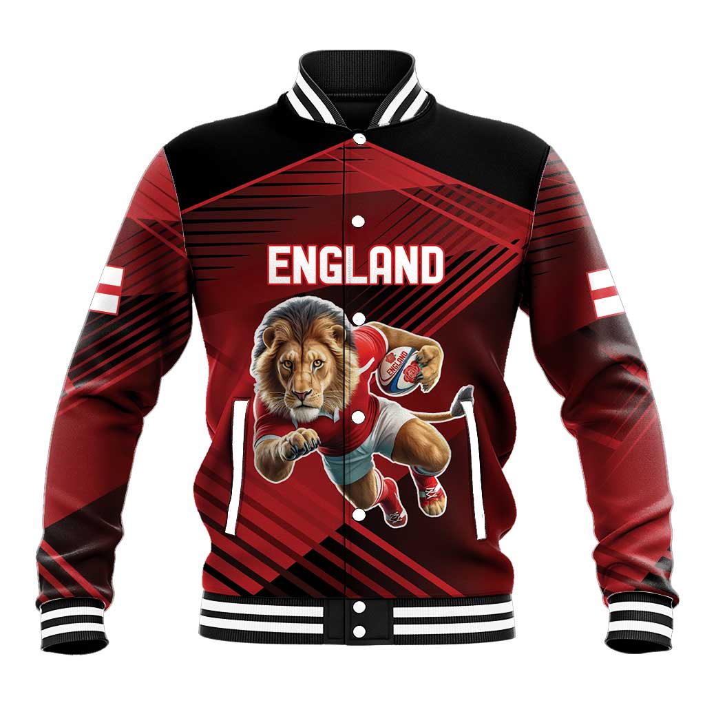 England Rugby Custom Baseball Jacket Lion Mascot Sporty