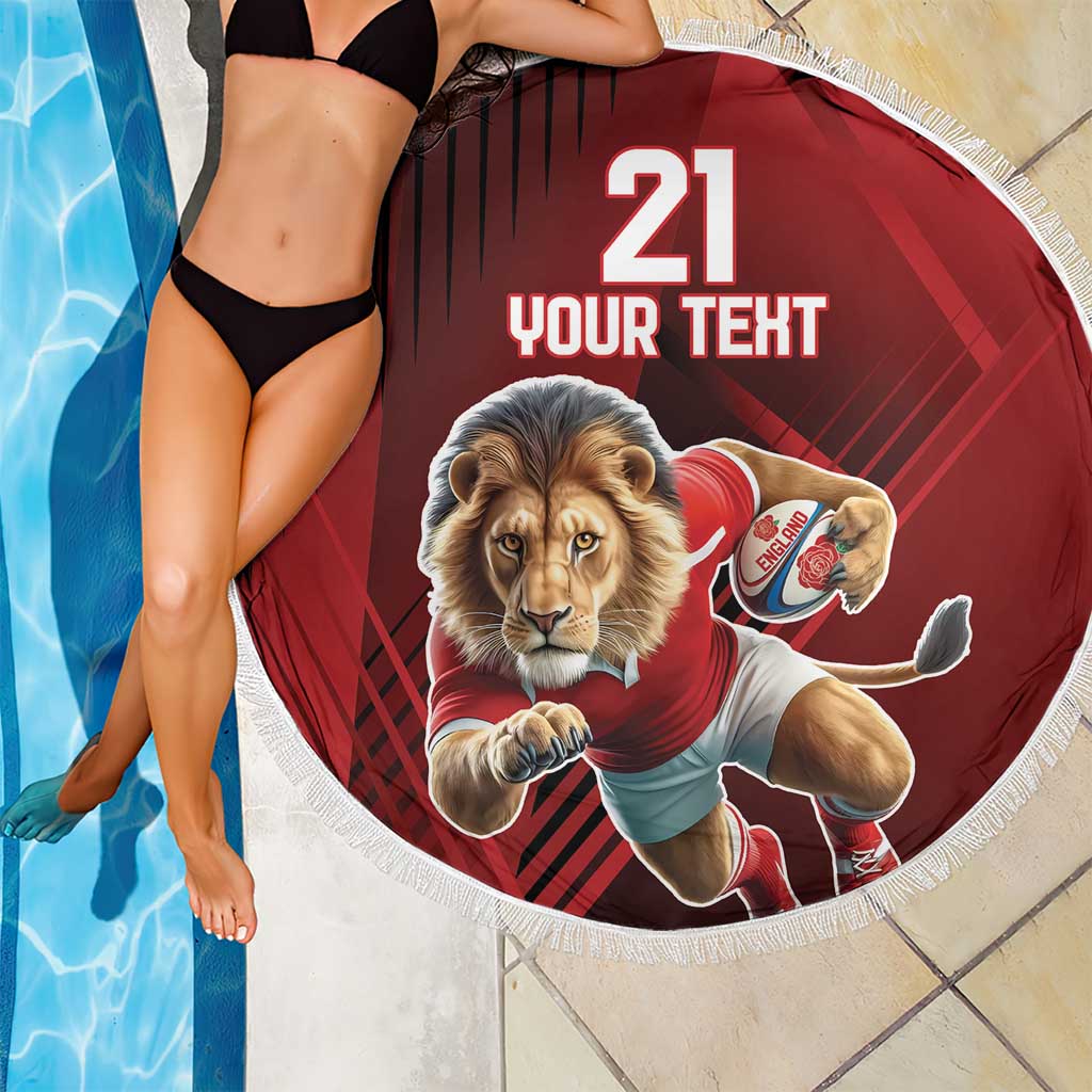England Rugby Custom Beach Blanket Lion Mascot Sporty