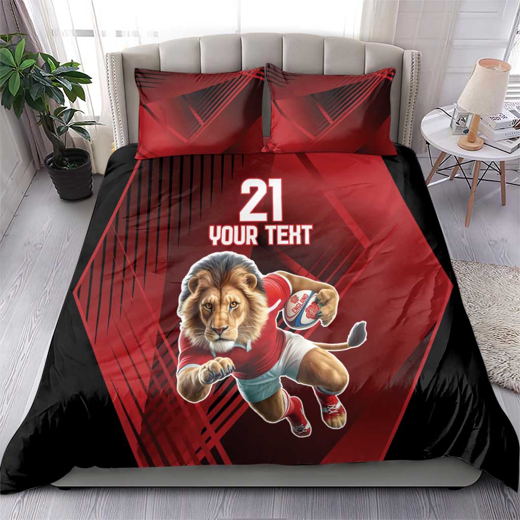 England Rugby Custom Bedding Set Lion Mascot Sporty