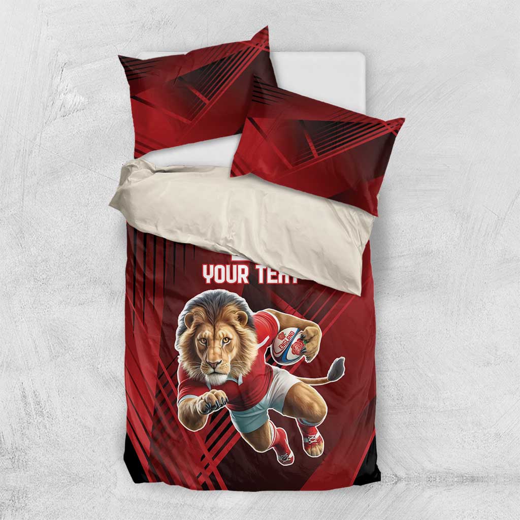 England Rugby Custom Bedding Set Lion Mascot Sporty