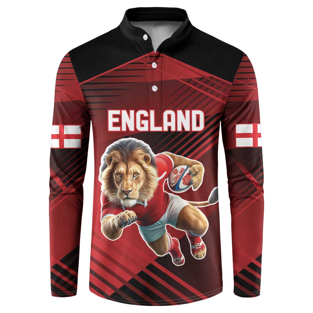 England Rugby Custom Button Sweatshirt Lion Mascot Sporty