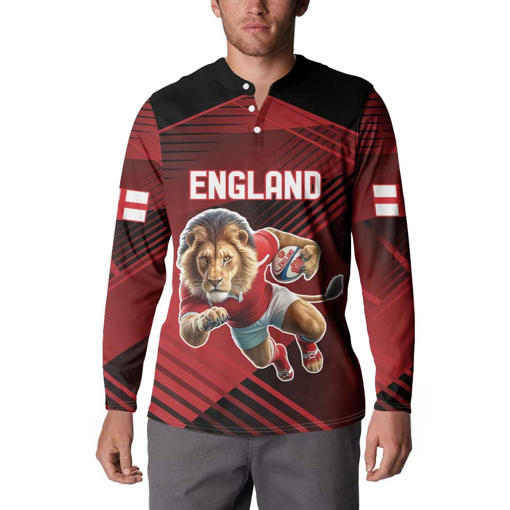 England Rugby Custom Button Sweatshirt Lion Mascot Sporty