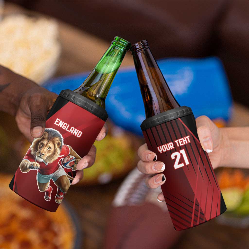 England Rugby Custom 4 in 1 Can Cooler Tumbler Lion Mascot Sporty