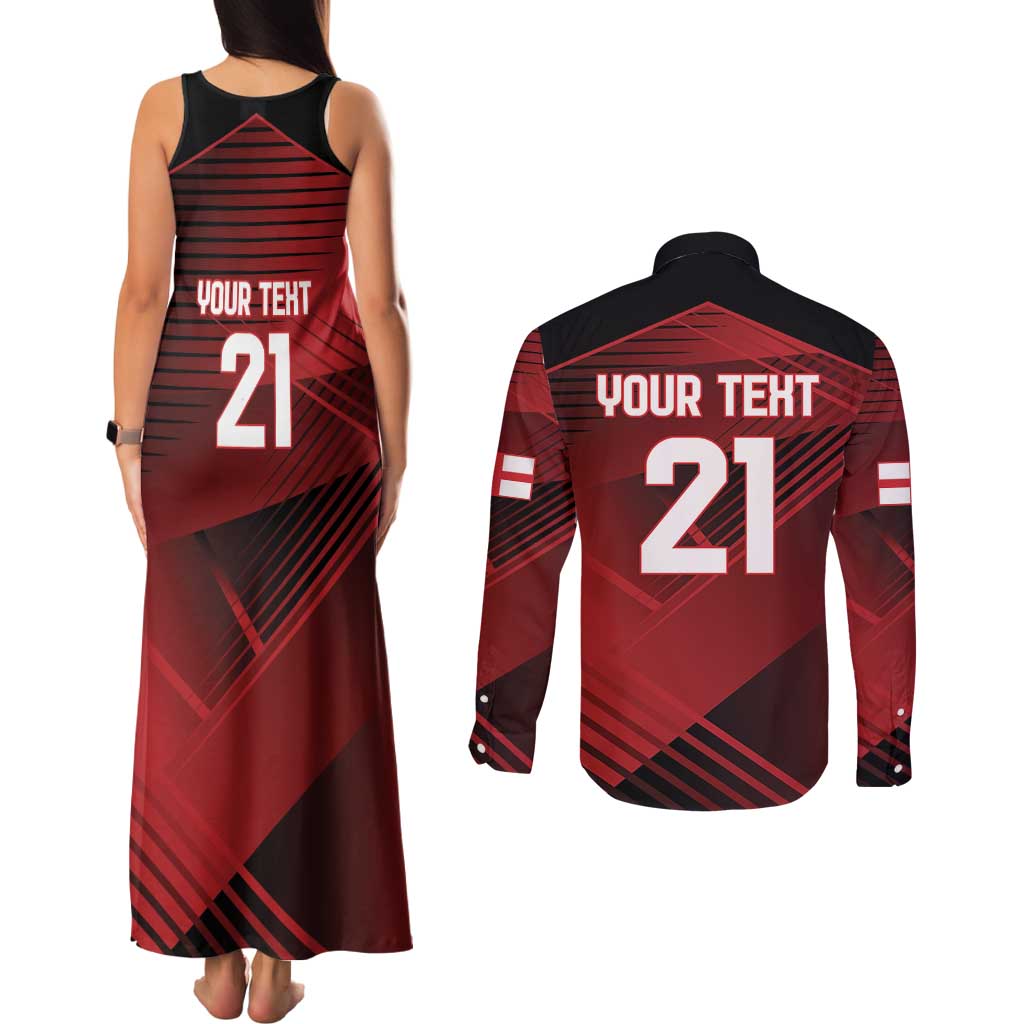 England Rugby Custom Couples Matching Tank Maxi Dress and Long Sleeve Button Shirt Lion Mascot Sporty