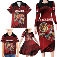 England Rugby Custom Family Matching Long Sleeve Bodycon Dress and Hawaiian Shirt Lion Mascot Sporty