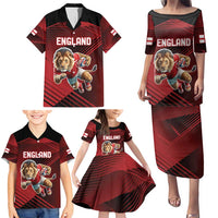 England Rugby Custom Family Matching Puletasi and Hawaiian Shirt Lion Mascot Sporty