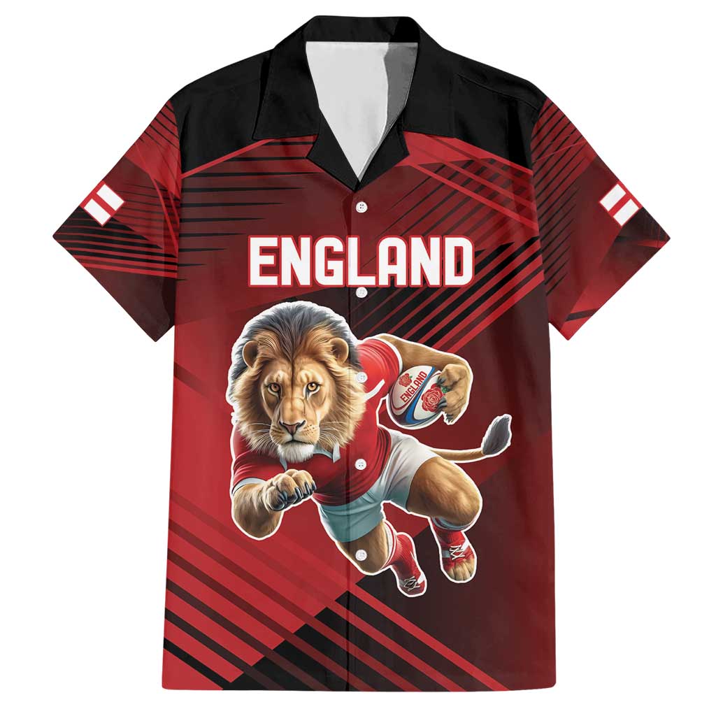England Rugby Custom Hawaiian Shirt Lion Mascot Sporty