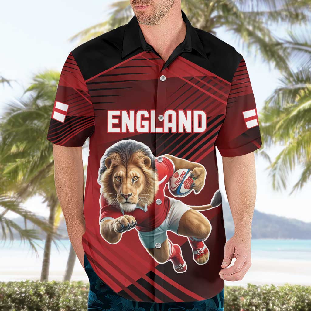 England Rugby Custom Hawaiian Shirt Lion Mascot Sporty