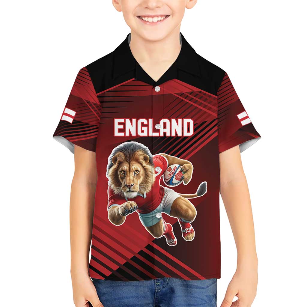 England Rugby Custom Hawaiian Shirt Lion Mascot Sporty