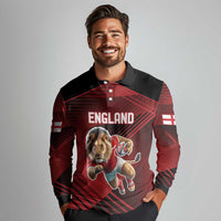 England Rugby Custom Long Sleeve Polo Shirt Lion Mascot Sporty