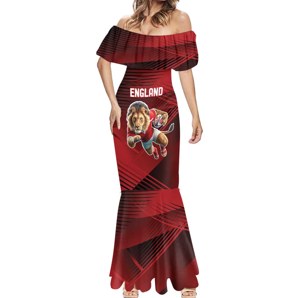 England Rugby Custom Mermaid Dress Lion Mascot Sporty