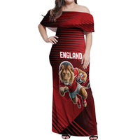 England Rugby Custom Off Shoulder Maxi Dress Lion Mascot Sporty