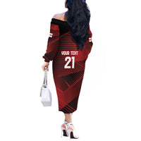 England Rugby Custom Off The Shoulder Long Sleeve Dress Lion Mascot Sporty