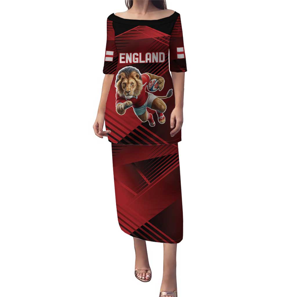 England Rugby Custom Puletasi Lion Mascot Sporty
