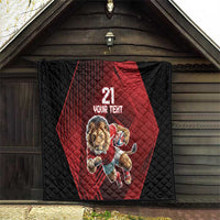 England Rugby Custom Quilt Lion Mascot Sporty