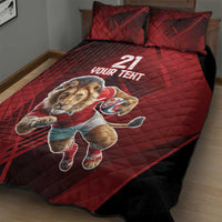 England Rugby Custom Quilt Bed Set Lion Mascot Sporty