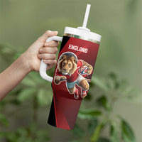 England Rugby Custom Tumbler With Handle Lion Mascot Sporty