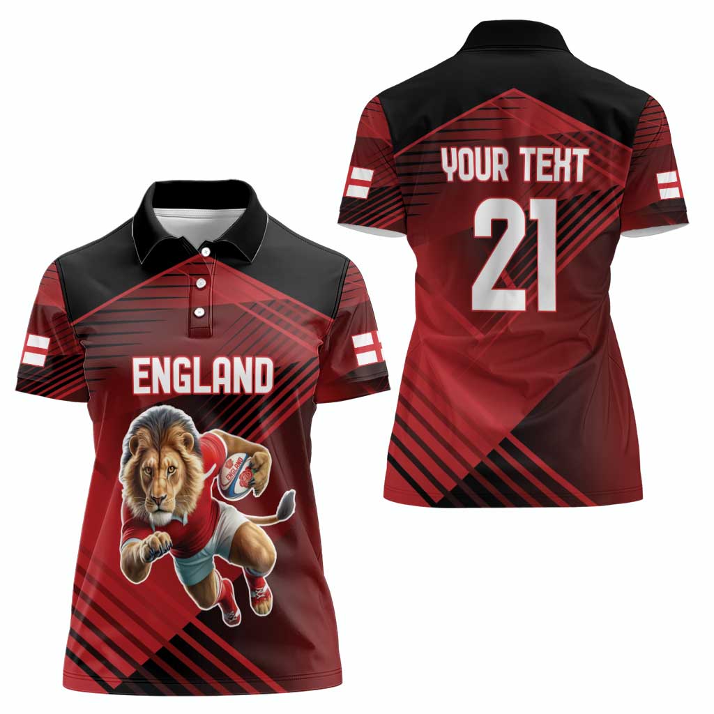 England Rugby Custom Women Polo Shirt Lion Mascot Sporty