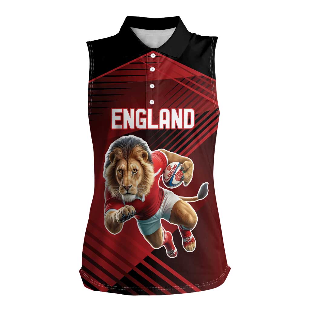 England Rugby Custom Women Sleeveless Polo Shirt Lion Mascot Sporty