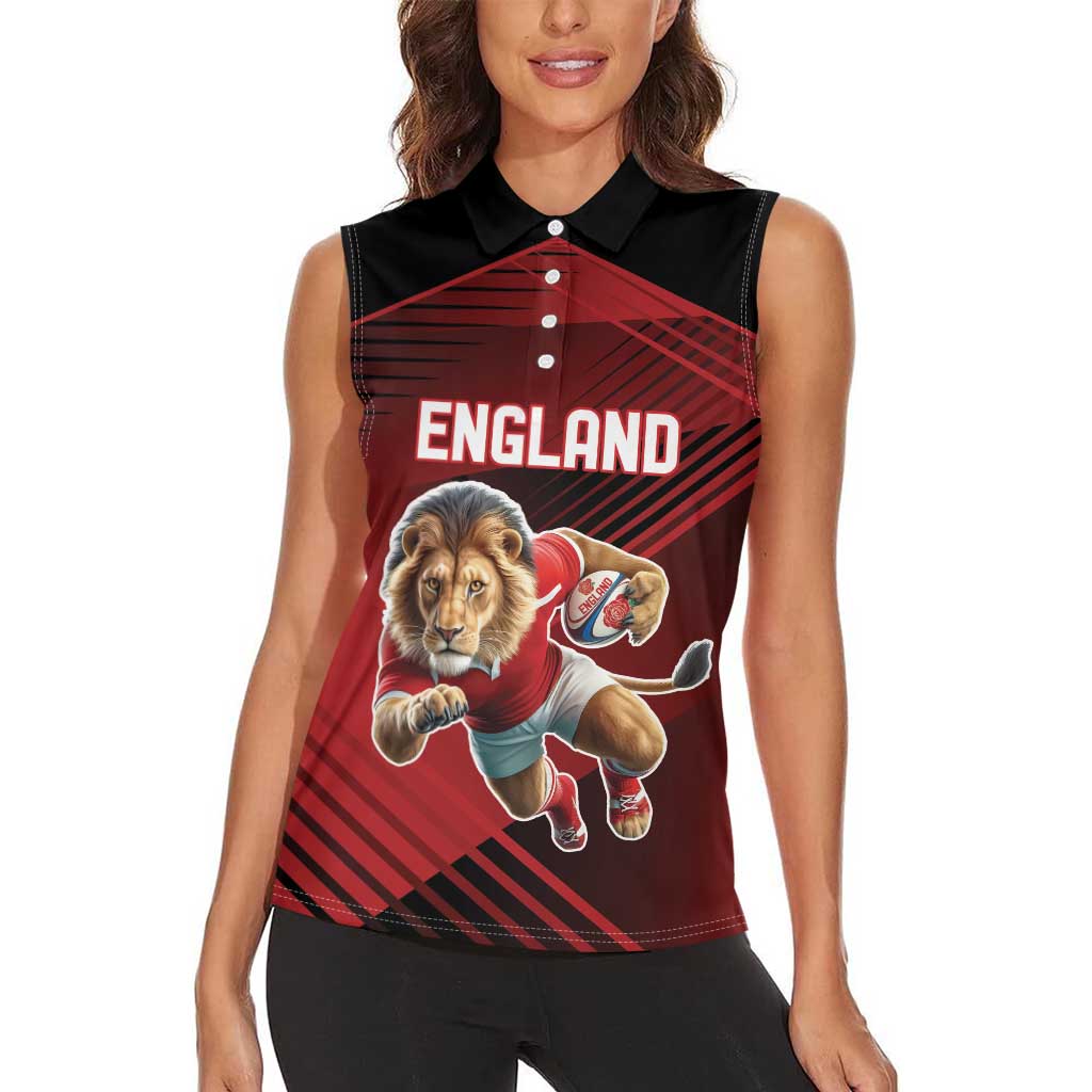 England Rugby Custom Women Sleeveless Polo Shirt Lion Mascot Sporty