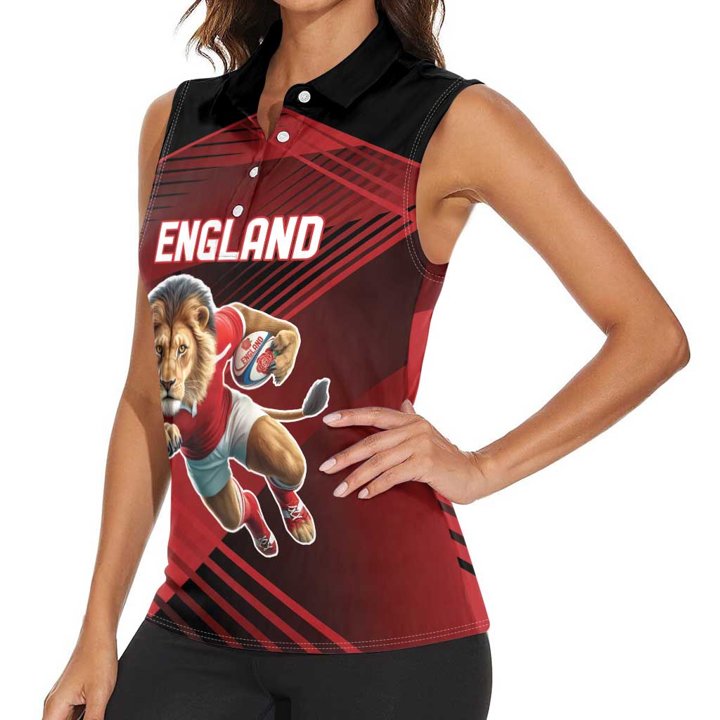 England Rugby Custom Women Sleeveless Polo Shirt Lion Mascot Sporty