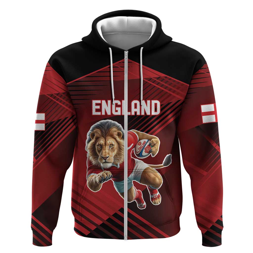 England Rugby Custom Zip Hoodie Lion Mascot Sporty