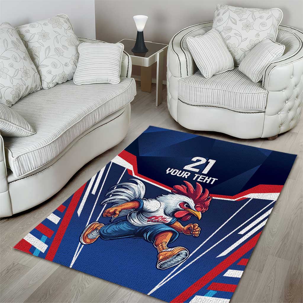 France Rugby Custom Area Rug Coq Gaulois Never Less Than Everything
