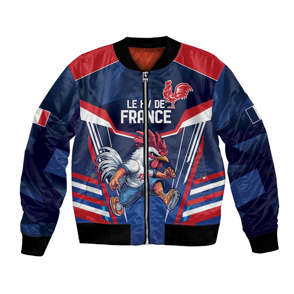 France Rugby Custom Bomber Jacket Coq Gaulois Never Less Than Everything