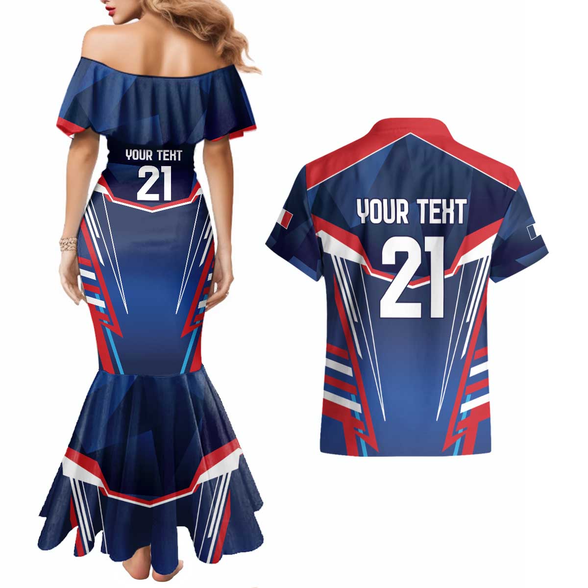 France Rugby Custom Couples Matching Mermaid Dress and Hawaiian Shirt Coq Gaulois Never Less Than Everything